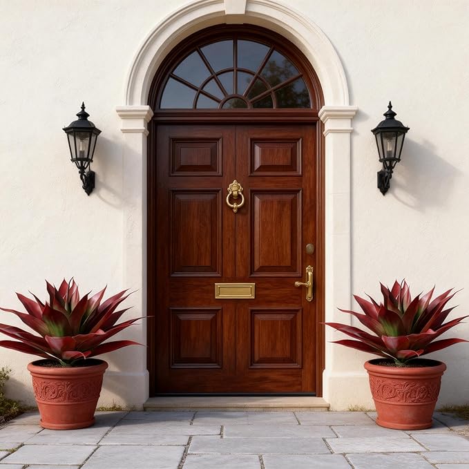 Ivydale Outdoor Faux Plants, 2 PCS 28" Artificial Agave Plant for Outdoors Outside Decoration, Large Fake Plants Realistic Greenery UV Resistant for Planter Porch Patio Yard Garden Indoor(Red)