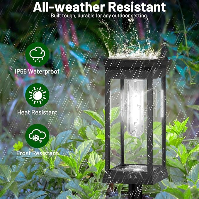 BesLowe Upgraded Solar Pathway Lights Outdoor, 8-Pack Large LED Solar Light Outdoor Waterproof, Super Bright Outside Lights for Yard, Sun-Powered Landscape Lighting for Garden Walkway, Cool White