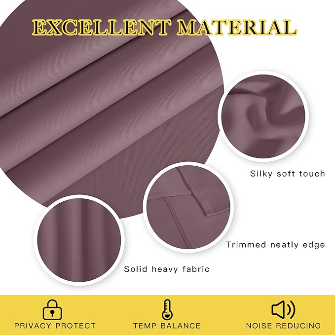 NICETOWN Blackout Window Curtain 90 inch Length - Room Darkening Thermal Insulated Grommet Large Window Treatment Light Blocking for Bedroom/Doorway (Dry Rose, 1 Panel, W52 x L90)