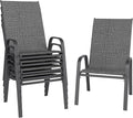 Patio Chairs Set of 6, Stackable Outdoor Dining Chairs for All Weather, Metal Modern Outside Furniture Chair for Pool Side, Garden, Backyard Deck, Dark Grey