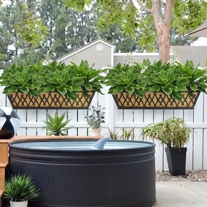 4 Pack 30 Inch Trough Coconut Liners for Window Box Deck Planter Natural Coco Fiber Replacement Liner for Outdoor Plants Rectangular Coir Planters for Porch Balcony Garden Decor