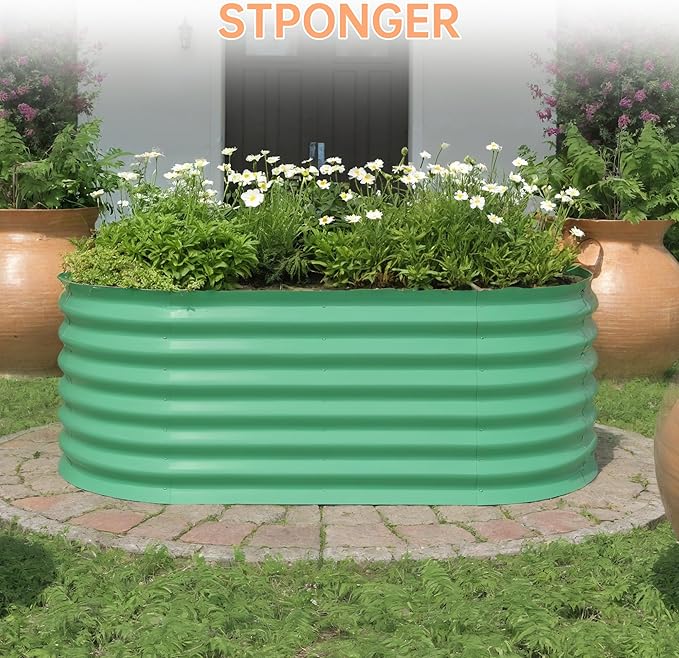 Garvee 4x2x2 ft Galvanized Raised Garden Bed Outdoor, 24 in Tall Metal Planter Box for Flowers Vegetables, Rust-Resistant Raised Garden Beds for Gardening, Easy Assembly Outdoor Garden Box & Planters