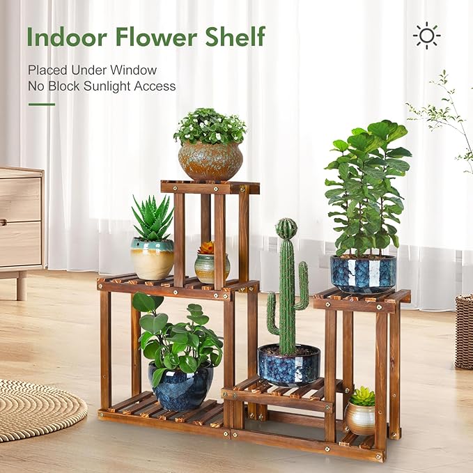 Plant Stand for multiple Plants Stands Indoor Outdoor Flower Pot Stand 5 Tiers Flower Shelf Rack Plants Stands for Patio Balcony Living Room （Upgrade 2 in 1 ）