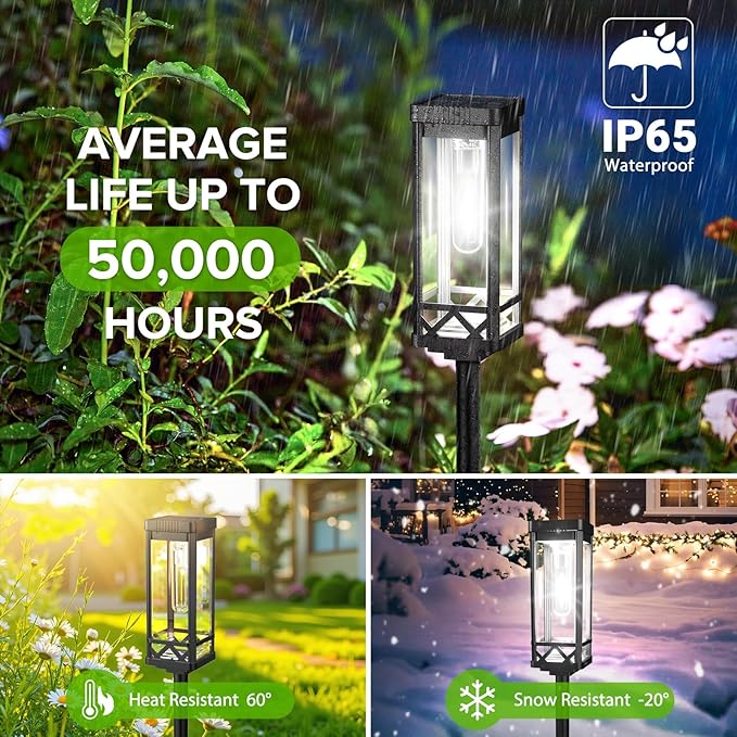 KOOPER Taller Solar Pathway Lights Outdoor, 12 Pack Upgraded Brighter Solar Garden Lights Solar Powered, Up to 15 Hours Outdoor Solar Lights for Yard Landscape Path Walkway Driveway （Cool White）
