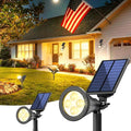 Solar Lights Outdoor Waterproof IP65,3000K Super Bright LED,2 Lighting Modes, Solar Powered Yard Garden Solar Spot Lights for Flag Landscape Auto On/Off-2 Pack