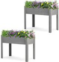 SoliWood Set of 2 Raised Garden Bed with Legs, 40x20x31'', Outdoor Wood Elevated Planter Box, Thick Legs, w/Liner