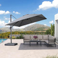 PURPLE LEAF Patio Umbrella 10' X 10' Rectangle Cantilever Umbrella Large Aluminum Outdoor Umbrellas with 360-degree Rotation & UPF40+ Premium Fabric for Deck Pool Garden Yard, Mist Grey