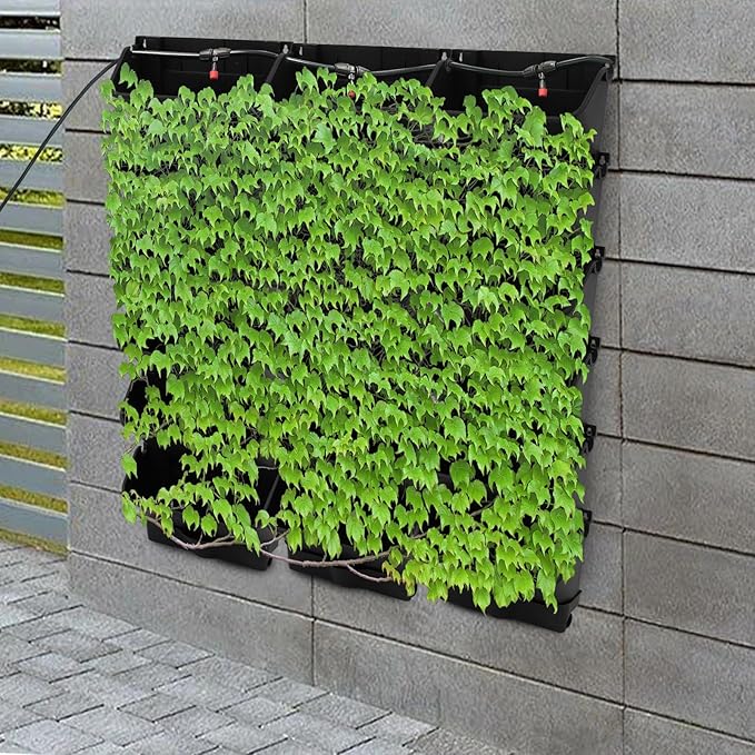 18 Pots Self-Watering Vertical Garden Planter Wall Mounted,with Smart Automatic Watering System, Digital Timer,Space Saving Wall Planter for Herbs Vegetables Fruits Flowers (Black)