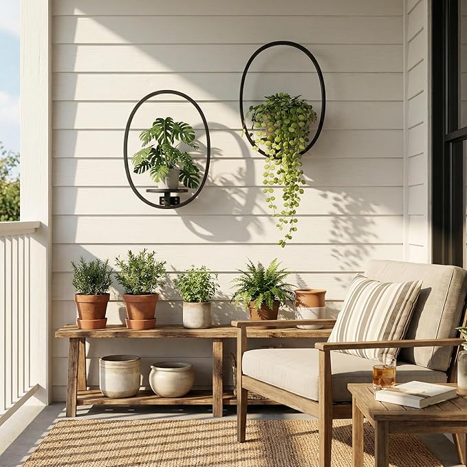 2 Pack Plant Stand Indoor Outdoor Hanging Planters for Plants Wall Plant Holder for Indoor Plants Plant Frames Wall Decor for Livingroom Bedroom Balcony Patio