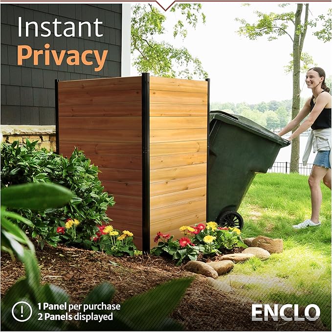 5ft H x 3.2ft W (1 Panel) No Dig Enclo Fairmont Cedar Wood Privacy Screen, Great to Hide Trash Cans, Decorative Patio Privacy Screen, Outdoor Privacy Fence Panel, Air Conditioner Fence, EC18043