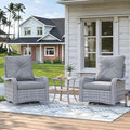 2-Seat Modern Patio Furniture Set with Swivel Rocking Chairs, Thick 4″ Cushions, Dual-Strand Wicker Rattan, Rust-Resistant Steel Frame – Outdoor Conversation & Modular Sectional,Gray