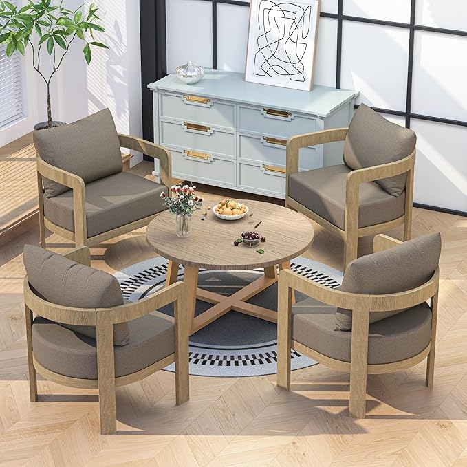 Outdoor Patio Furniture Set, 5 Pieces Modern Metal Patio Conversation Set with 6" Thick Cushions, Outdoor Lounge Sofa 350lbs for Backyard Porch Balcony, Brown