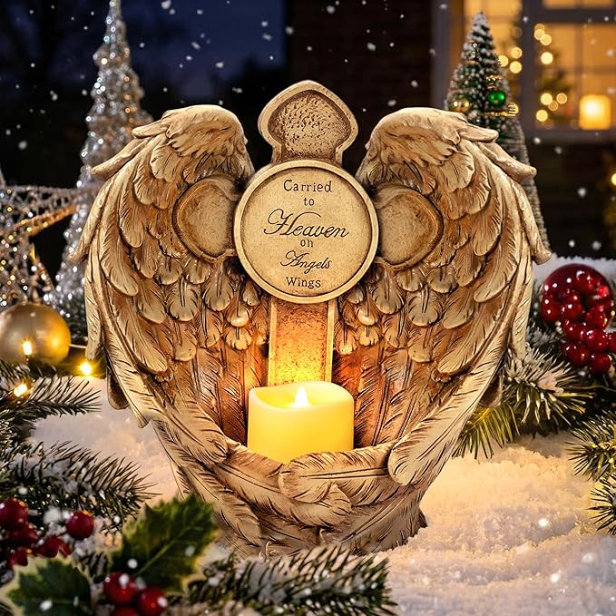 Solar Garden Angel Statue Light – Praying Guardian Angel Figurines for Outdoor Yard Decor Cemetery Decorations, Waterproof Garden Sculpture Memorial Gifts for Women, Mom, Grandma, Lover
