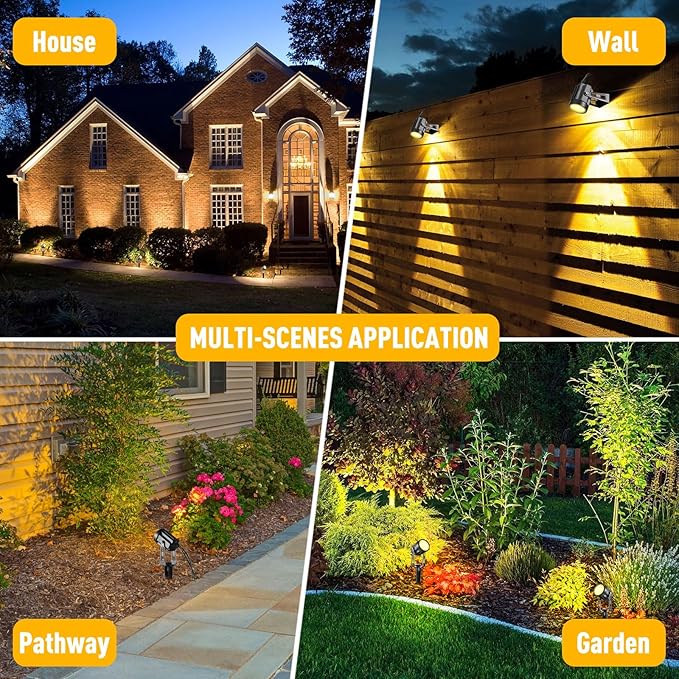 ECOWHO Low Voltage Landscape Lighting, 12V Outdoor Landscape Lights LED Spot Lights Plug-in IP65 Waterproof Garden Lights for House Yard Path (Extendable to 8 or 10 Lights, 6 Pack, 69ft, Warm White)