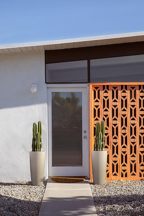 Veradek Mason Series Vega Planter - Round Tall Planter for Indoor or Outdoor Porch/Patio | Made from Plastic-Stone Composite with Drainage Holes | Modern Décor for, Flowers, Interior Plants