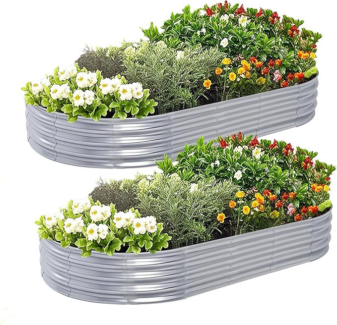 Galvanized Raised Garden Bed, 6x3x1 FT Thickening Planter Boxes Outdoor, Raised Beds for Gardening, Easy Assembly Large Garden Bed for Vegetables, Fruits, Flowers (2-Pack)