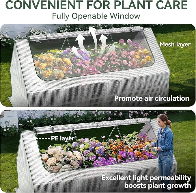 Raised Garden Bed with Self-Watering System, 8x4x1 ft Elevated Planter Boxes Outdoor with PE Cover, Galvanized Raised Beds for Gardening,Vegetables,Flowers, Backyard, Patio