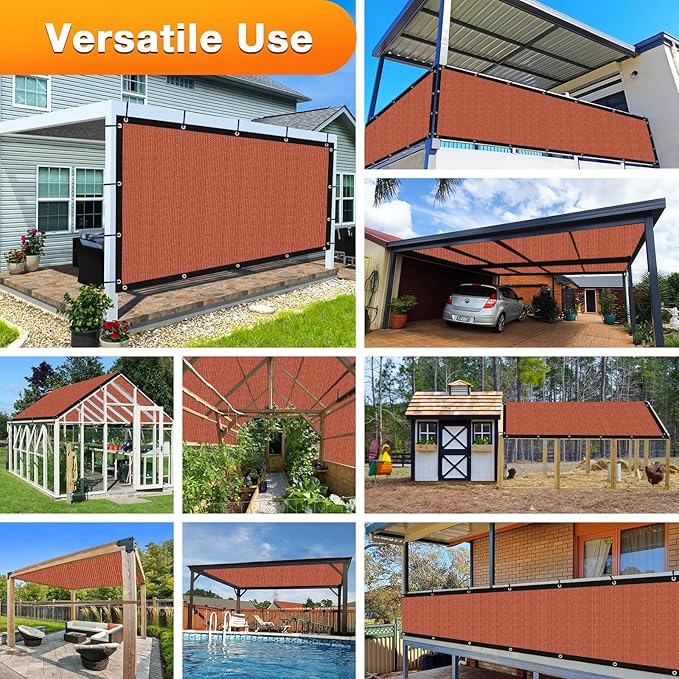 Artpuch 90% Sun Shade Cloth, 7 x 14 FT Pergola Shade Cover Canopy with Grommets, Sun Screen Fabric Tarp for Patio, Outdoor, Garden, Backyard, Rust Red