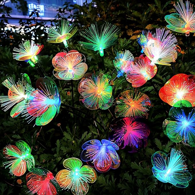 JJGoo 2 Pack Solar Garden Lights, Solar Flower Swaying Light for Outside, New Upgraded Outdoor Waterproof Light for Garden Patio Yard Front Porch Decor