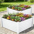 YITAHOME 48x48x24 in Plastic Raised Garden Bed 2pcs with Growth Grid, Large Outdoor Vinyl Planter Box for Plants, Vegetables, and Flowers, Easy Installation, White