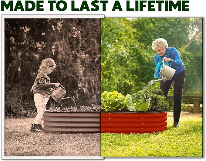 Plant & Plot Galvanized Raised Garden Beds Outdoor // 4×2×1 ft (2-Pack) Planter Raised Beds for Gardening, Vegetables, Flowers (Red) // Large Metal Garden Box