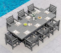 SERWALL 9 Piece Outdoor Dining Set, 84" HDPE Outdoor Table and Chairs for 8，All Weather Patio Furniture Set with Umbrella Hole for Backyard, Garden, Gray
