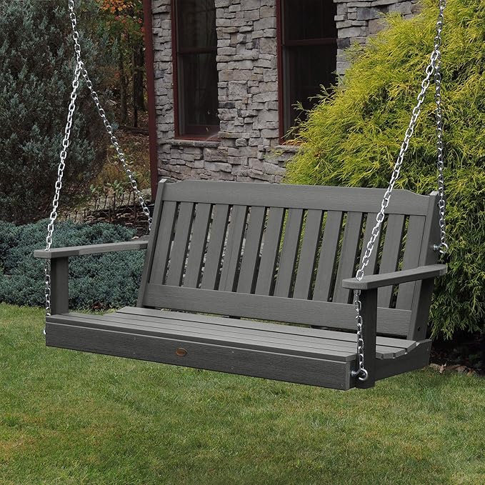 highwood Lehigh Porch Swing, 4 Feet, Coastal Teak