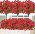 Bassion Artificial Flowers for Outdoors, 24 Bundles UV Resistant Fake Flowers Realistic Silk Faux Plants for Outdoor Planter Window Box Porch Patio Garden Home Outside Decorations