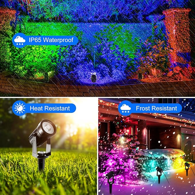 T-SUNUS RGB Solar Spot Lights Christmas, Metal Color Changing Landscape Spotlights IP65 Waterproof Spotlight 2-IN-1 Separated Panel for Outdoor Uplighting Garden Pathway Trees Flag Pond Yard Halloween