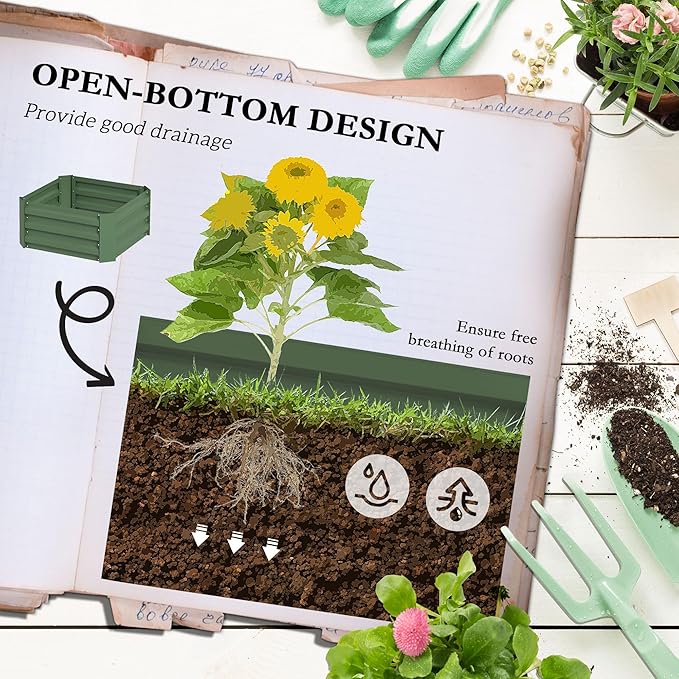 Outsunny Galvanized Raised Garden Bed, 73.5" Tall Outdoor Planter Box with Trellis Tomato Cage and Open Bottom for Climbing Vines, Vegetables, Flowers in Backyard, Garden, Patio, Green