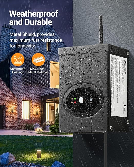 DEWENWILS Smart Low Voltage Landscape Transformer 120W, 120V AC to 12V AC for LED Landscape Lights, Outdoor Lighting, Waterproof, 1 Zone Control, Compatible with Alexa and Google Home, ETL Listed