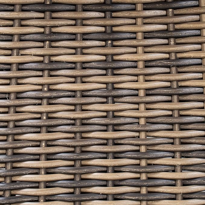 Christopher Knight Home Pasco Acacia Wood Outdoor Dining Table Set for 6, Wicker Patio Dining Set with Acacia Wood Table and Bench, Patio Table and Chair Set with Cushion+Rope Backrest, Teak+Grey