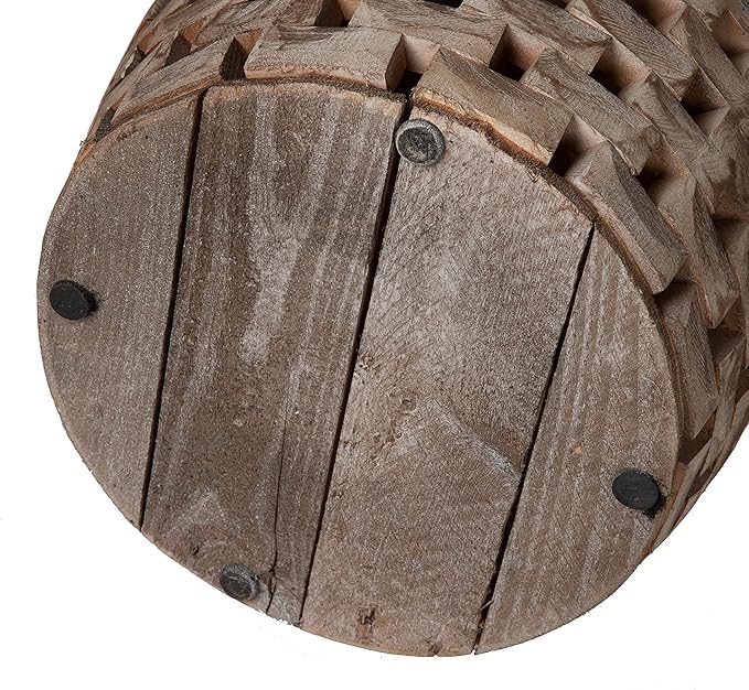 Balkene Home 62419 Maya Oval Rustic Garden Stool Wood Outdoor Seating & End Table Portable Adaptable Outdoor Furniture - Seasoned Patina Finish