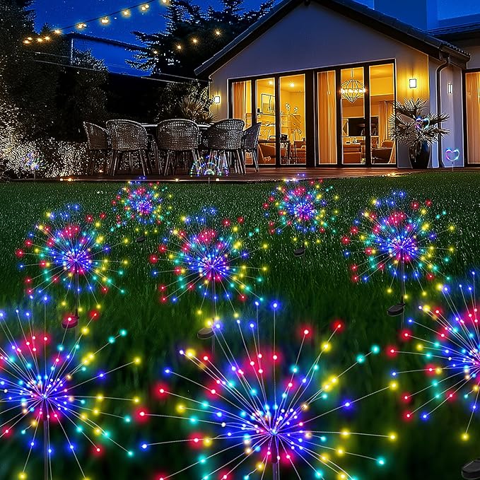 Garden Decor Solar Lights Outdoor,120LED Waterproof Colorful Solar Fairy Garden Lights for Outdoor Decoration,Yard, Patio, Porch,Flower Pot,Pathway,Christmas (8Pack)