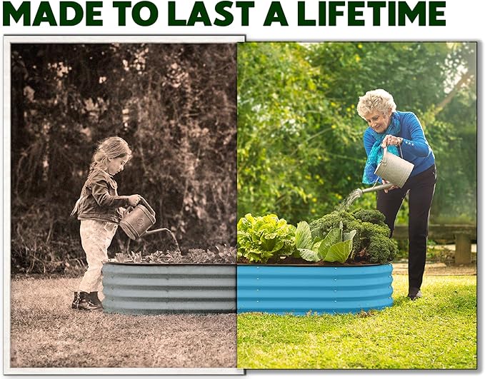 Plant & Plot Galvanized Raised Garden Beds Outdoor // 4×2×1 ft (2-Pack) Planter Raised Beds for Gardening, Vegetables, Flowers (Teal) // Large Metal Garden Box