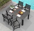 GREENVINES 5-Piece Outdoor Dining Set | HDPE | Patio Table and Chairs Sets for 4 | Patio Furniture | All Weather | Umbrella Hole | Black | for Backyard Poolside Garden