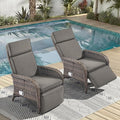 Zero Gravity Wicker Patio Recliner Chairs Set of 2 - Wicker Outdoor Lounge Chair with Adjustable Backrest & Footrest, All Weather Outdoor Reclining Chairs with Thick Cushion for Pool Deck Grey