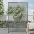 Casaphoria Metal Privacy Screen Outdoor, 72" H x 47" W Freestanding Decorative Privacy Screen for Patio Deck Balcony Garden with Stable Base, Black-Cross Stripe