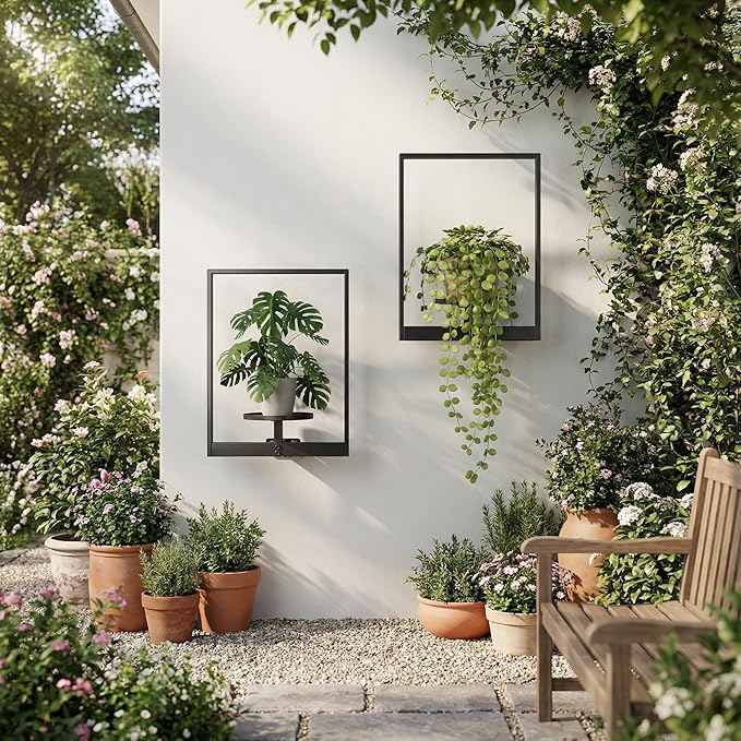 2 Pack Plant Stand Indoor Outdoor Hanging Planters for Indoor Plants Wall Plant Holder for Indoor Plants Plant Frames Wall Decor for Livingroom Bedroom Balcony Patio