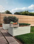 CABIHOME 2 Pcs 6x3x2 Ft Galvanized Raised Garden Bed, Deep Root Planter Box for Vegetables, Flowers, Herbs- Large Metal Raised Garden Bed Kit for Outdoor Use, Beige
