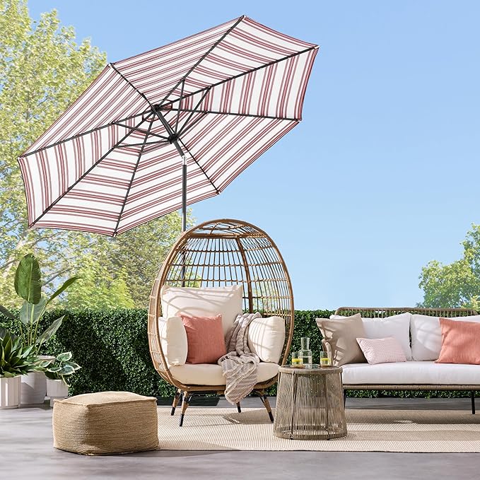 Best Choice Products 10ft Solar Polyester LED Lighted Patio Umbrella w/Tilt Adjustment and UV-Resistant Fabric