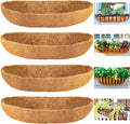 Coco Liners for Planters - 4 Pack 24 Inch Trough Coconut Liners for Planters, Window Box Coco Liners, 100% Natural Coconut Fiber Liners for Wall Hanging Basket, Window Box, Fence Baskets