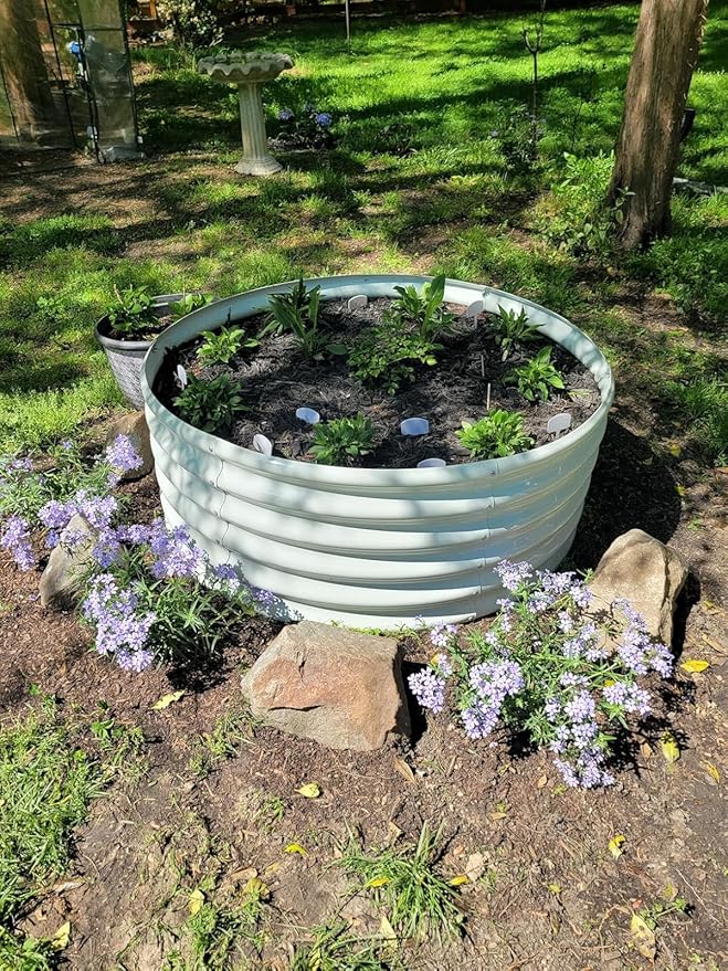 A ANLEOLIFE 6-Pack 4X4X1.5ft & 6X2X1.5ft Deep Root Galvanized Raised Garden Beds Outdoor for Planting Vegetables Flowers Herb, Antique White