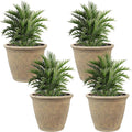 Sunnydaze 24-Inch Anjelica Large Plastic Pot for Plants - Outdoor Double-Walled Large Plastic Planter with Drillable Drainage Holes - Beige - 4pk