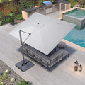 PURPLE LEAF Patio Umbrella 9' X 11.5' Rectangle Cantilever Umbrella Large Aluminum Outdoor Umbrellas with 360-degree Rotation & UPF40+ Premium Fabric for Deck Pool Garden Yard, Pebble Grey