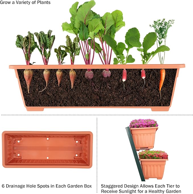 Raised Garden Beds - 5 Tier Vertical Garden Planter - Planters for Outdoor Plants - Gardening and Greenhouse Accessories by Pure Garden (Terracotta)