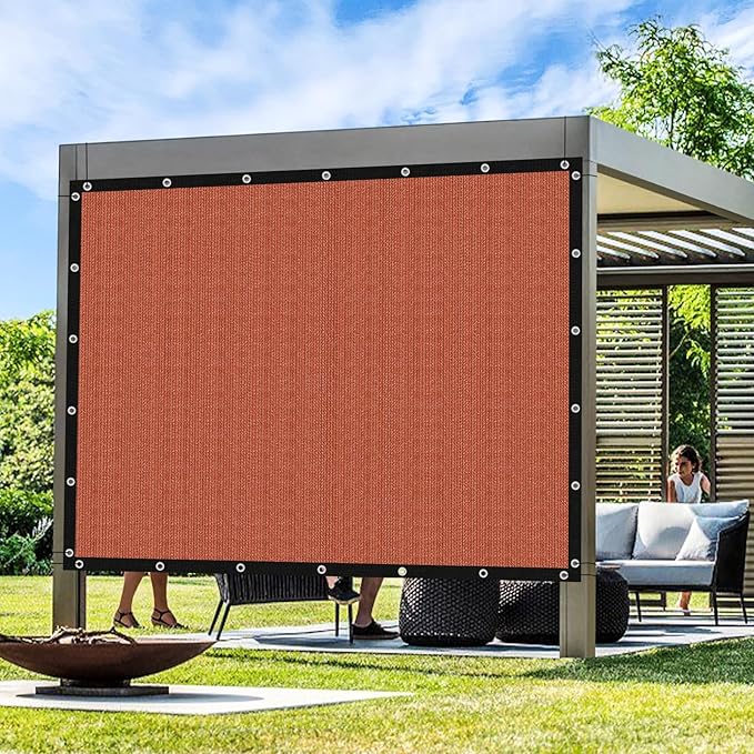 Artpuch 90% Sun Shade Cloth, 12 x 20 FT Pergola Shade Cover Canopy with Grommets, Sun Screen Fabric Tarp for Patio, Outdoor, Garden, Backyard, Rust Red