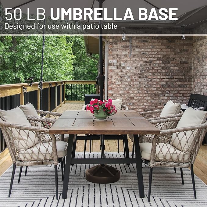 US Weight Durable Fillable Umbrella Base for Patio Table - 50 Pound Capacity Heavy Duty Adjustable Stand for Outdoor Umbrellas - Made in The USA
