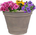 Sunnydaze 20-Inch Franklin Large Plant Pot - Polyresin Round Outdoor Planter with Drillable Drainage Hole - Beige