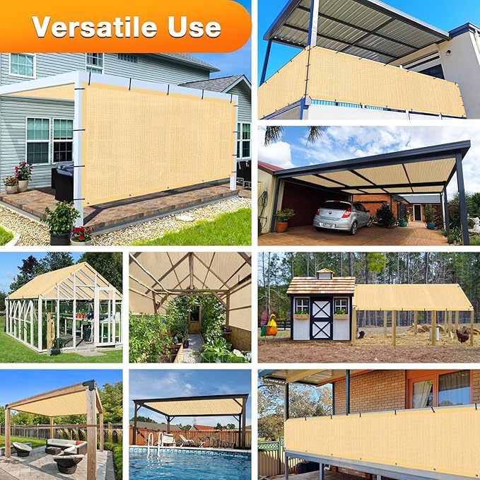 Artpuch Outdoor Pergola Shade Cover 9' X 13' Sun Shade Cloth with Grommets, 90% UV Protection Canopy Patio Privacy Screen (Customized Available) GN107, Wheat